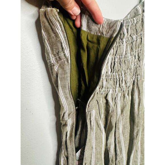MADEWELL Green Stripe 100% Linen Sweetheart Neckline Campbell Jumpsuit Size 8 - Picture 13 of 16